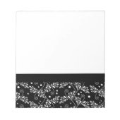 レトロなモノクロ花柄ノートブック ノートパッド (正面)