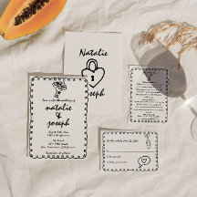 レトロなモノクロ ハンドドローイング クイッキー ウェディング