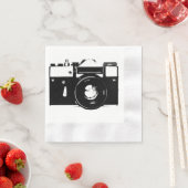レトロなモノクロSLRカメラ 縁ありカクテルナプキン (インサイチュ)