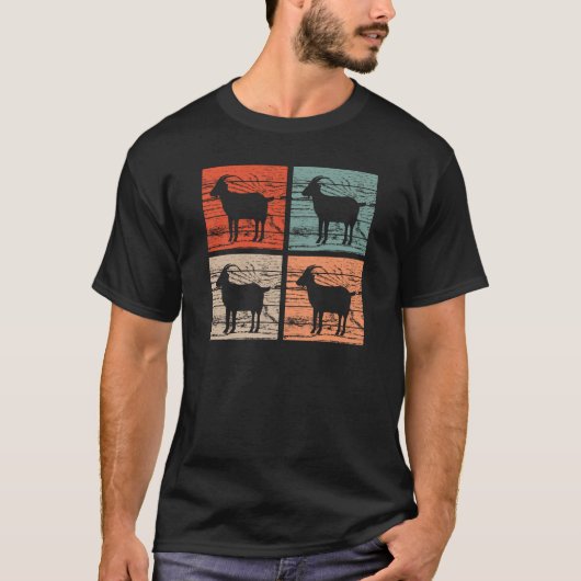 レトロなヤギのデザイン Tシャツ (正面)