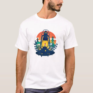 レトロなヤシの木と夕焼けのグラフィックTシャツ こんにちはサマー Tシャツ