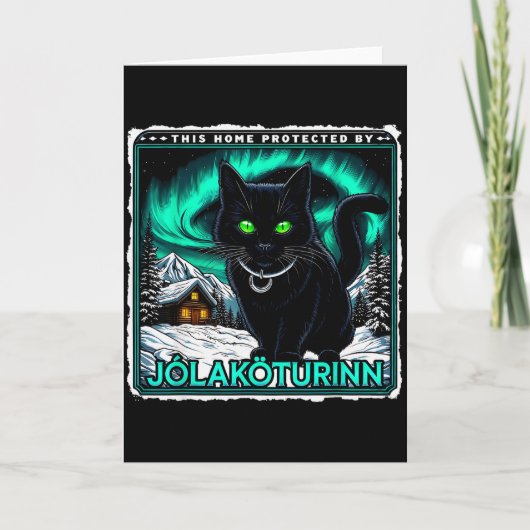 レトロなユールキャット アイスランド語 この家は保護されたヨーラカットゥル カード (正面)