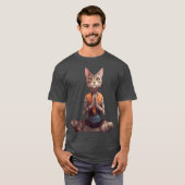 レトロなヨギ猫 Tシャツ (正面フル)