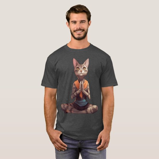 レトロなヨギ猫 Tシャツ (正面フル)