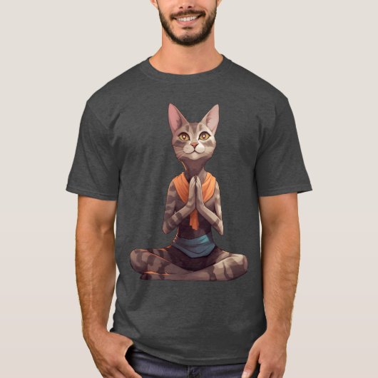 レトロなヨギ猫 Tシャツ (正面)