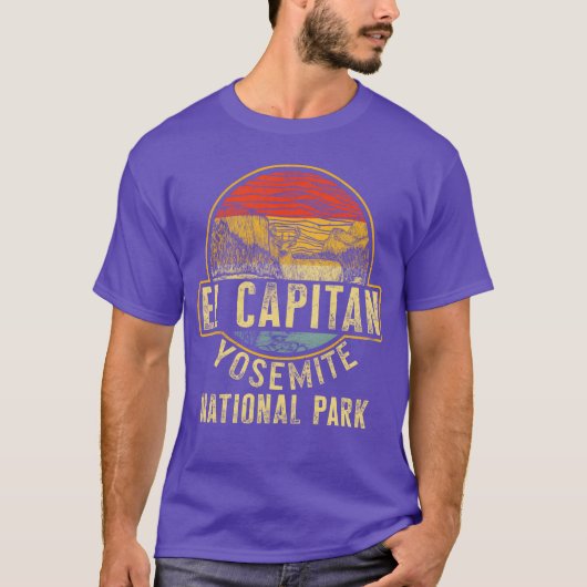 レトロなヨセミテ国立公園エルカピタンのキャンプ Tシャツ (正面)