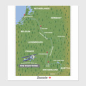 レトロなライン川の旅行地図ステッカー シール (シート)