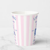 レトロなラスト シングル パーティー 青とピンクのストライプ 紙コップ (左)
