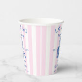 レトロなラスト・フラワーズ 青とピンクのストライプ 紙コップ (右)