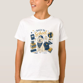 レトロなラブラドールのバックトゥスクール Tシャツ
