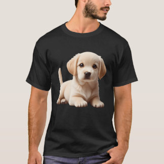 レトロなラブラドールの子犬が尾を見せて横たわっている Tシャツ