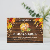 レトロなラメ入りパンプキン Bring a Book ベビーシャワー 出欠カード (スタンド正面)