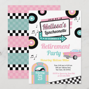 レトロなランチョンエット ディナー パーティー 招待状