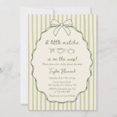 レトロなリトル マッチャ ティー ベイビー シャワー 招待状 (正面)