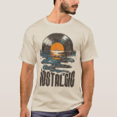 レトロなレコードの日没 Tシャツ (正面)