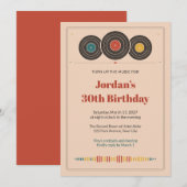レトロなレコードの30歳の誕生日招待状 招待状 (正面/裏面)