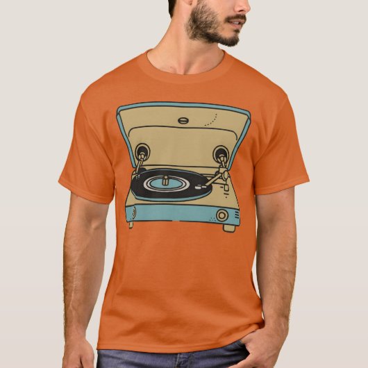 レトロなレコードプレーヤー Tシャツ (正面)