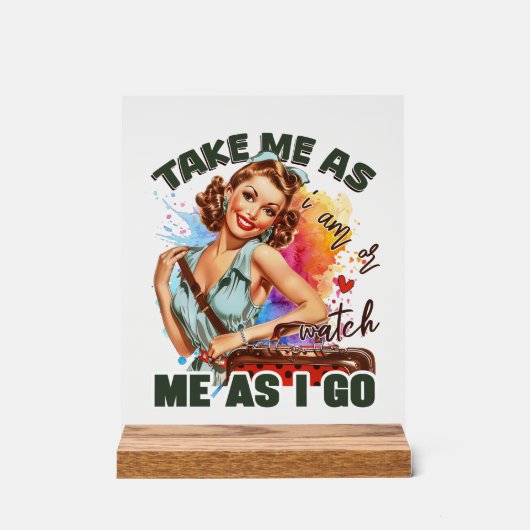 レトロなレディーワードアート アクリルサイン (正面)