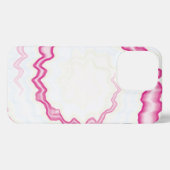 レトロなレトロファンキースワールのホットピンクの白を絞る iPhoneケース (裏面横)