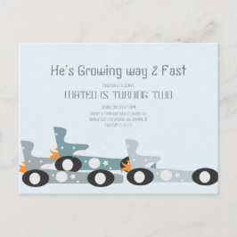 レトロなレーシングカームーンスター誕生日パーティー ポストカード