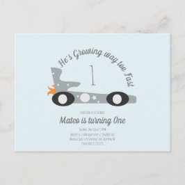 レトロなレースカー ムーン スター 初誕生日 ポストカード