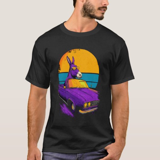 レトロなロバに乗ったムスタング Tシャツ (正面)