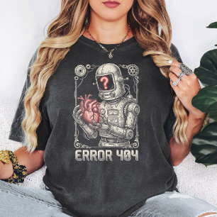 レトロなロボットのエラー404ハート疑問符ビンテージ Tシャツ
