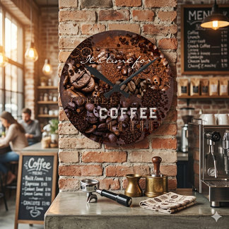 レトロなローストコーヒー豆  ラウンド壁時計
