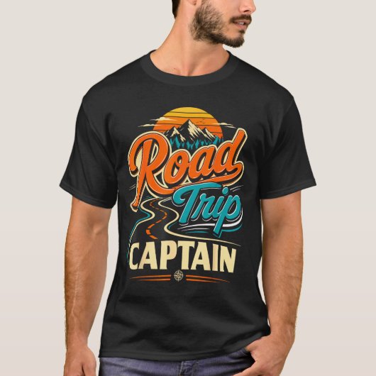 レトロなロードトリップ船長冒険 Tシャツ (正面)