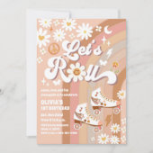 レトロなローラースケートの誕生日招待状 招待状 (正面)