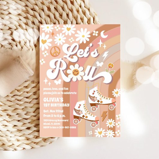 レトロなローラースケートの誕生日招待状 招待状