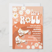 レトロなローラースケートの誕生日招待状 招待状 (正面)