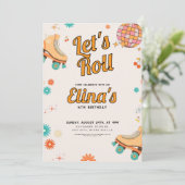 レトロなローラー スケート場の誕生日パーティー 招待状 (スタンド正面)