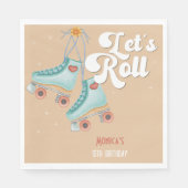 レトロなロー転がラスケートの誕生日パーティー スタンダードランチョンナプキン (正面)