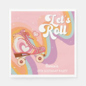 レトロなロー転がラスケートの誕生日パーティー スタンダードランチョンナプキン (正面)