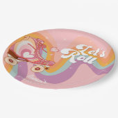 レトロなロー転がラスケートの誕生日パーティー ペーパープレート (アングル)