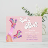 レトロなロー転がラスケートの誕生日パーティー 招待状 (スタンド正面)