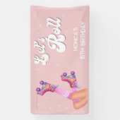 レトロなロー転がラスケートの誕生日パーティー 横断幕 (縦)