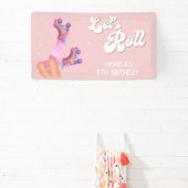 レトロなロー転がラスケートの誕生日パーティー 横断幕 (インサイチュ)