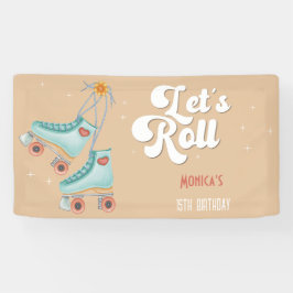 レトロなロー転がラスケートの誕生日パーティー 横断幕