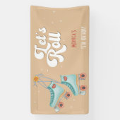 レトロなロー転がラスケートの誕生日パーティー 横断幕 (縦)