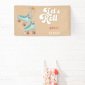 レトロなロー転がラスケートの誕生日パーティー 横断幕 (インサイチュ)