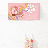 レトロなロー転がラスケートの誕生日パーティー 横断幕 (インサイチュ)