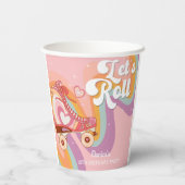 レトロなロー転がラスケートの誕生日パーティー 紙コップ (裏面)