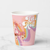 レトロなロー転がラスケートの誕生日パーティー 紙コップ (正面)