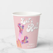 レトロなロー転がラスケートの誕生日パーティー 紙コップ (裏面)