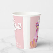 レトロなロー転がラスケートの誕生日パーティー 紙コップ (右)