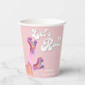 レトロなロー転がラスケートの誕生日パーティー 紙コップ (正面)