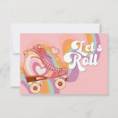 レトロなロー転がラスケートの誕生日 サンキューカード (裏面)