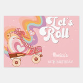 レトロなロー転がラスケートの誕生日 ラッピングペーパーシート (正面)